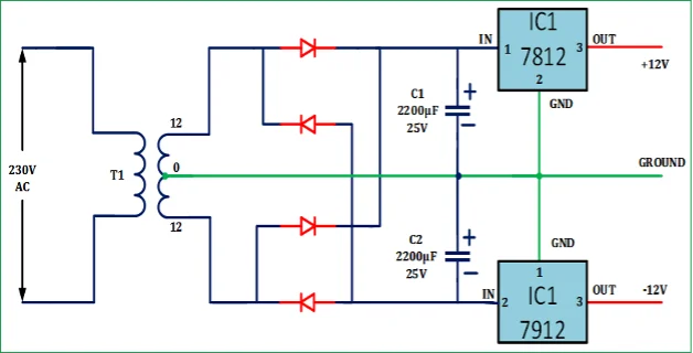 Dual Power Supply Using Transformer