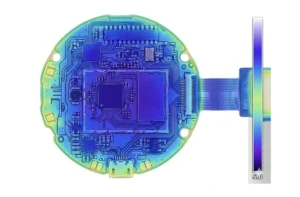 Thermal distribution simulation of a wearable device PCB