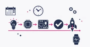 Fünf-Phasen-Entwicklungs-Timeline von Konzept bis Produktion für den Wearable-Produktentwicklungszyklus