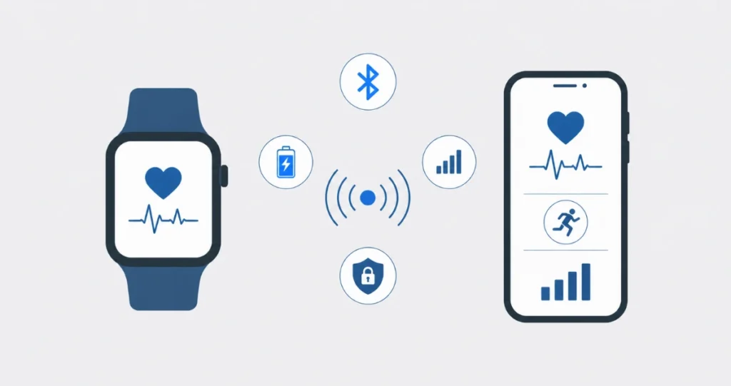 Smartwatch verbindet sich per Bluetooth mit Smartphone