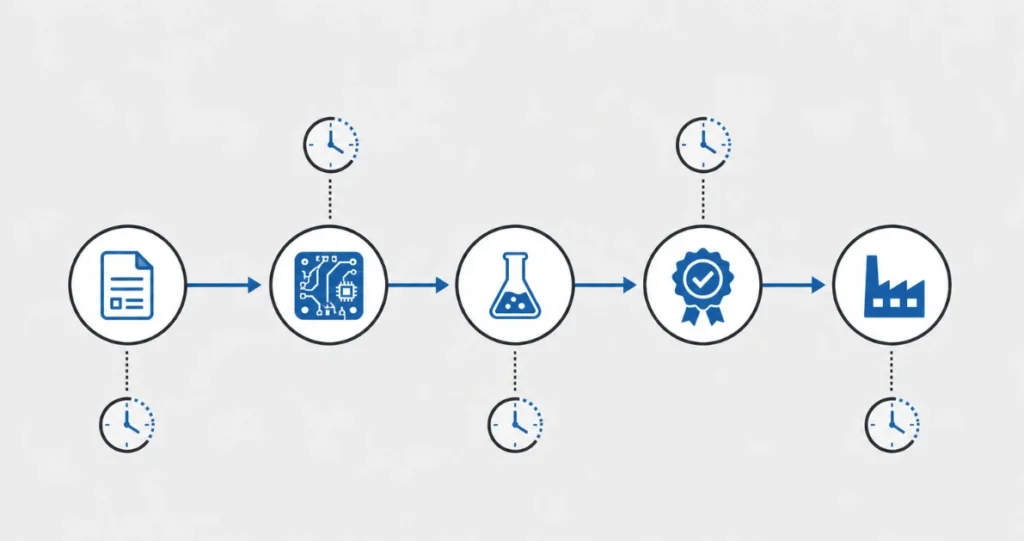 Timeline der IoT-Entwicklungsphasen bis zur Serienreife