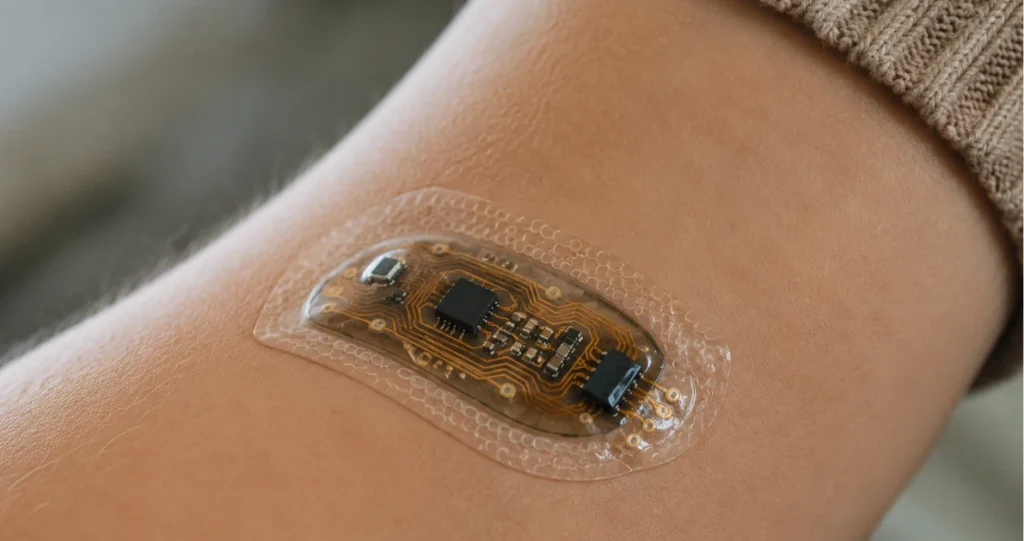 Flexibler Biosensor-Patch auf der Haut – biometrische Datenerfassung