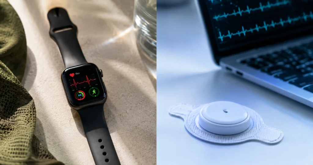 Fitness-Smartwatch vs. medizinischer Biosensor-Patch im Vergleich